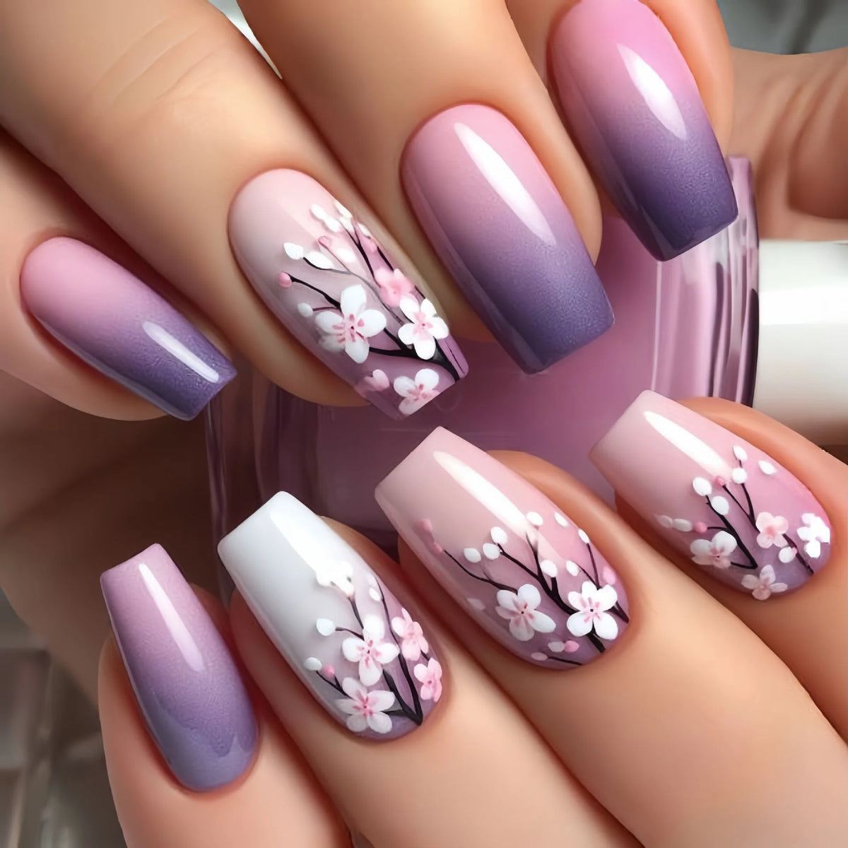 24 Pcs Medium Long Press On Fake Nails
