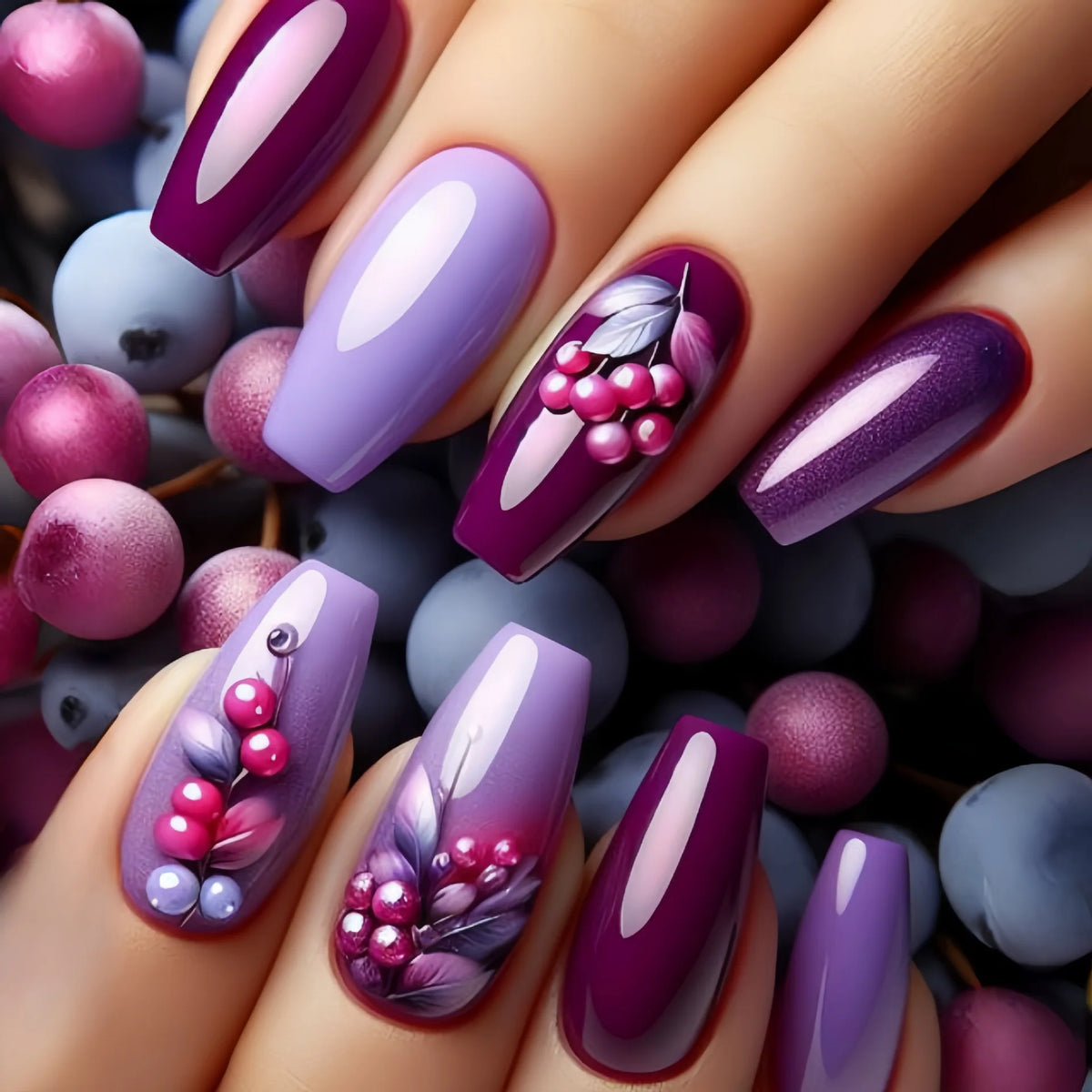 24 Pcs Medium Long Press On Fake Nails