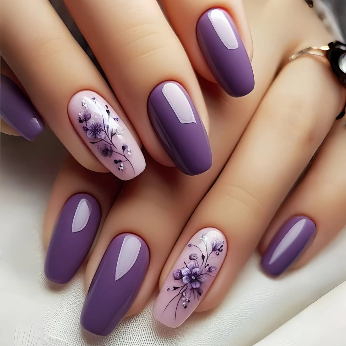 24 Pcs Medium Long Press On Fake Nails
