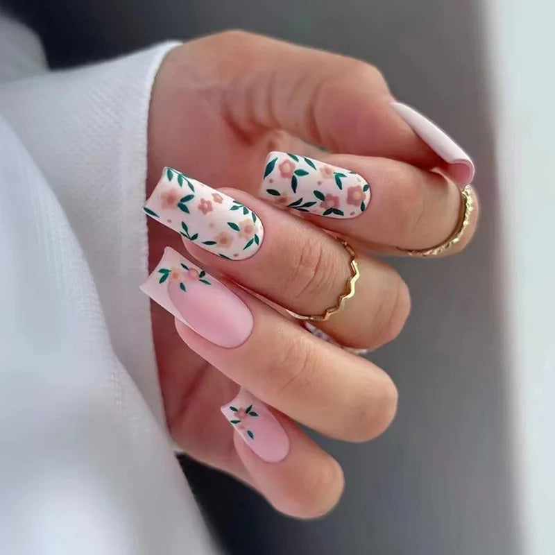 24 Pcs Medium Long Press On Fake Nails