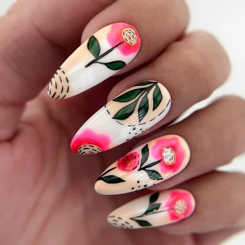 24 Pcs Medium Long Press On Fake Nails