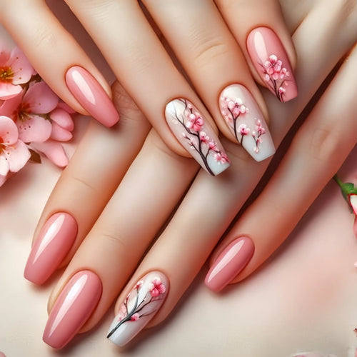 24 Pcs Medium Long Press On Fake Nails
