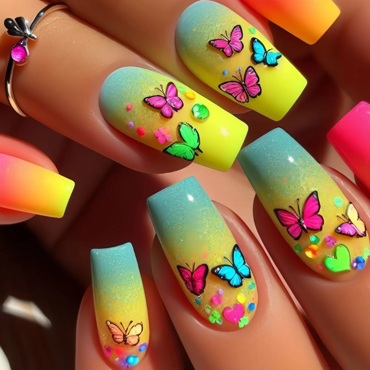 24 Pcs Medium Long Press On Fake Nails