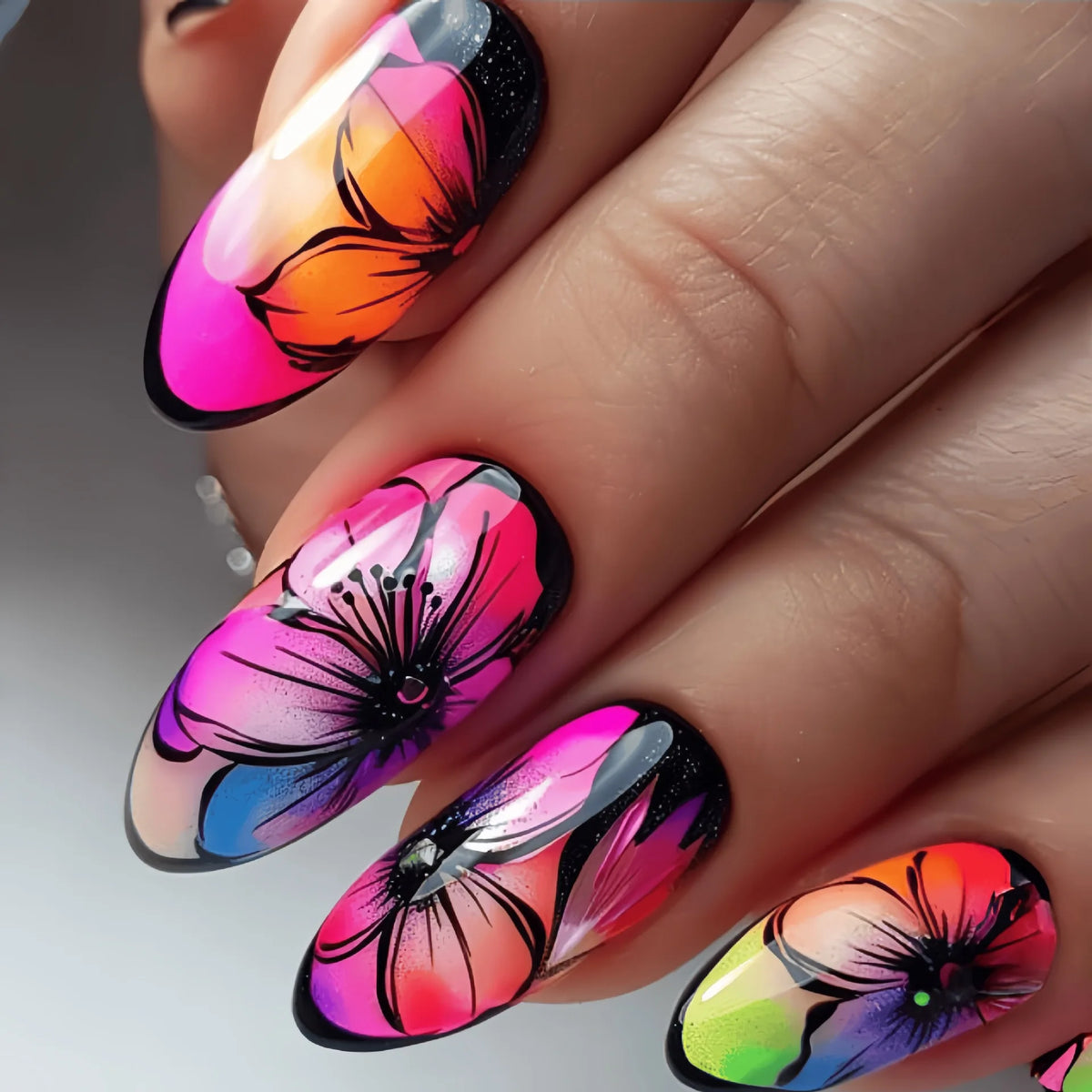 24 Pcs Medium Long Press On Fake Nails