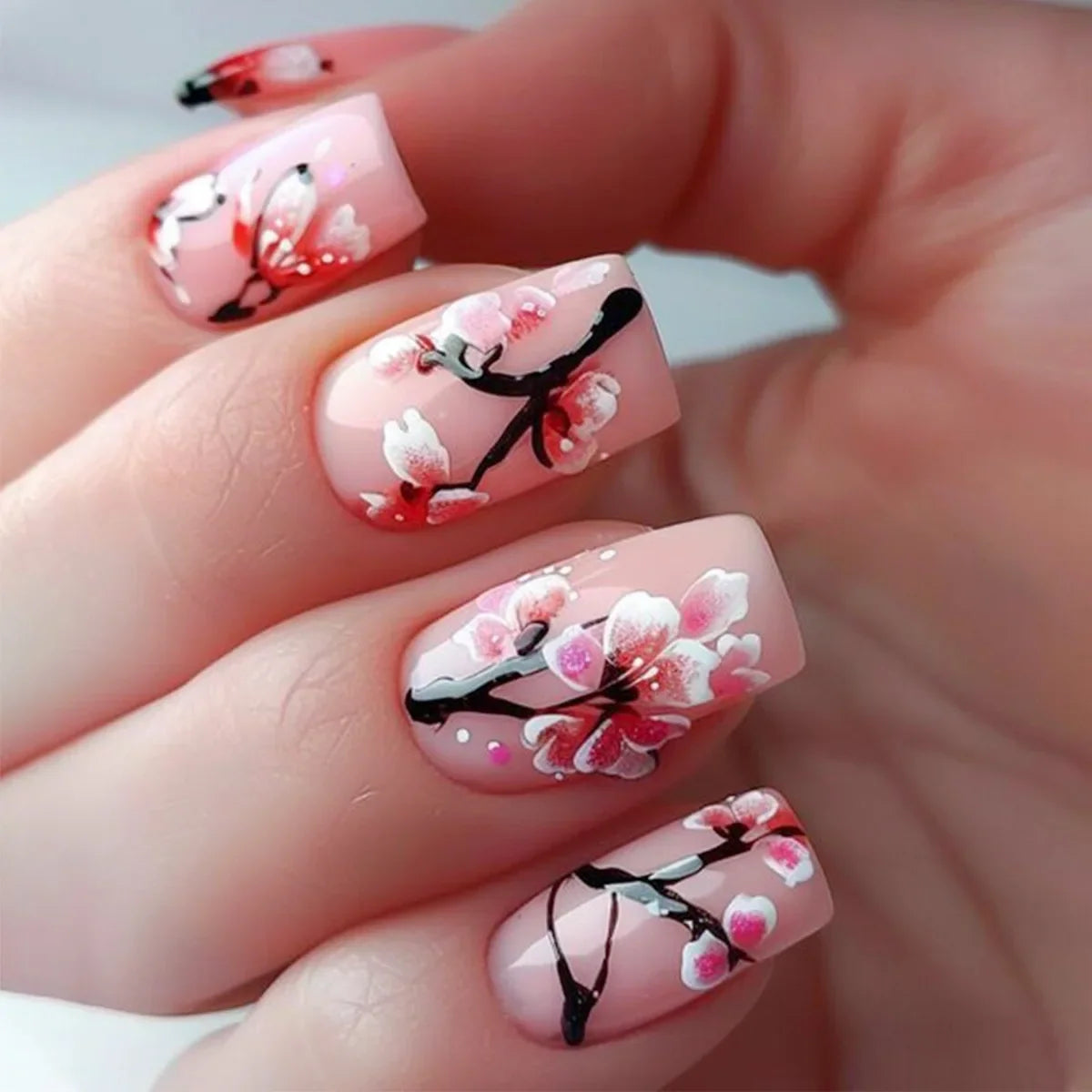 24 Pcs Medium Long Press On Fake Nails