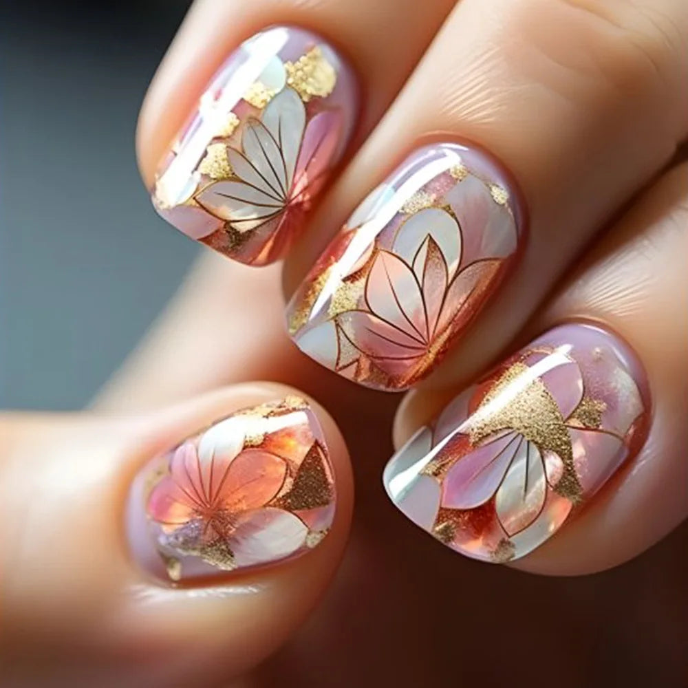 24Pcs Colorful Press On Fake Nails Set