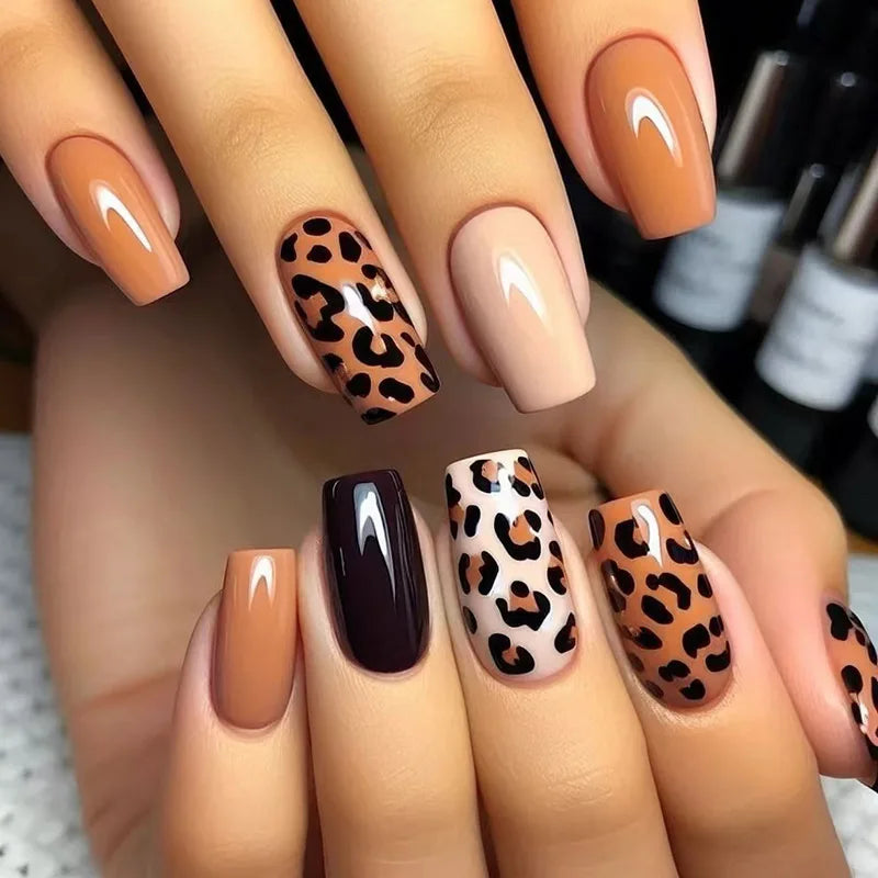 24Pcs Colorful Press On Fake Nails Set