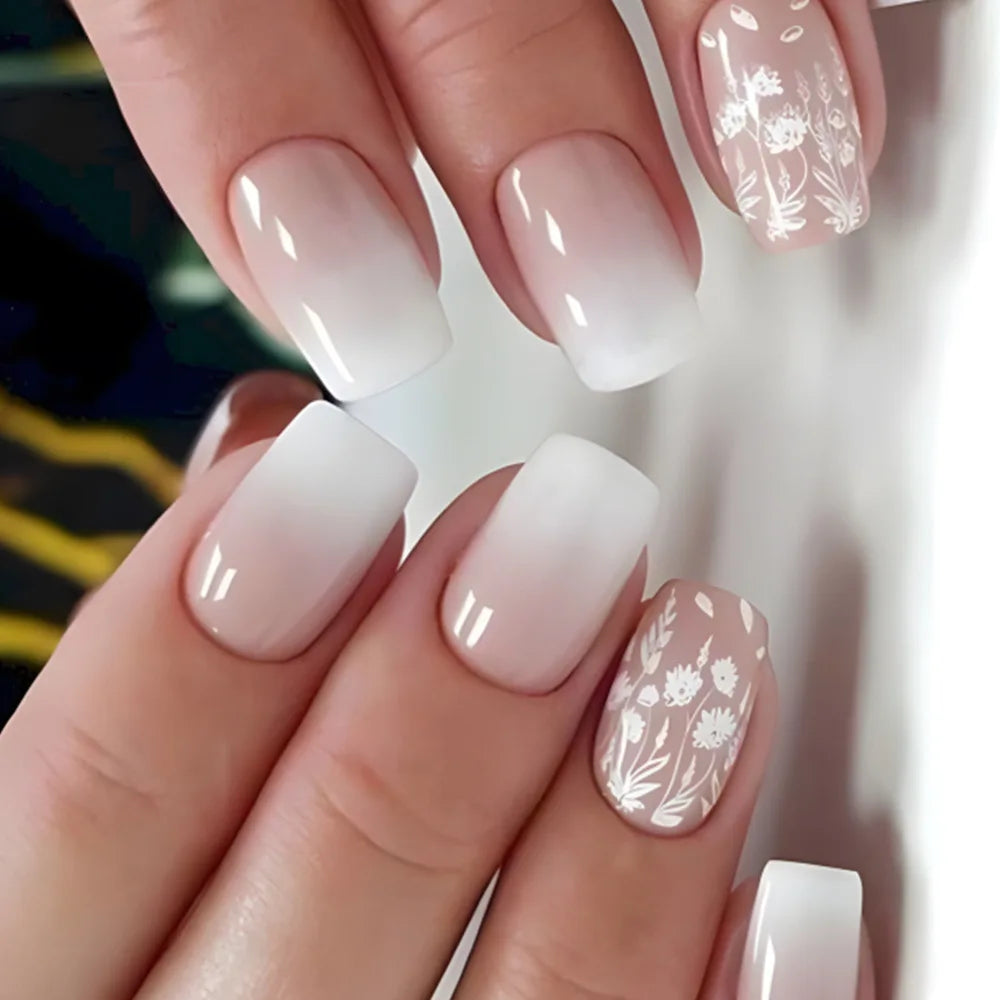 24Pcs Colorful Press On Fake Nails Set