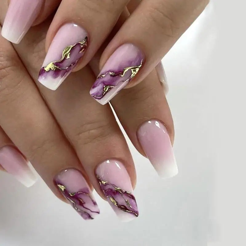 24Pcs Colorful Press On Fake Nails Set