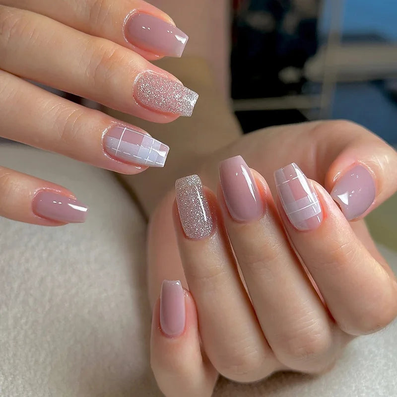 24Pcs Colorful Press On Fake Nails Set