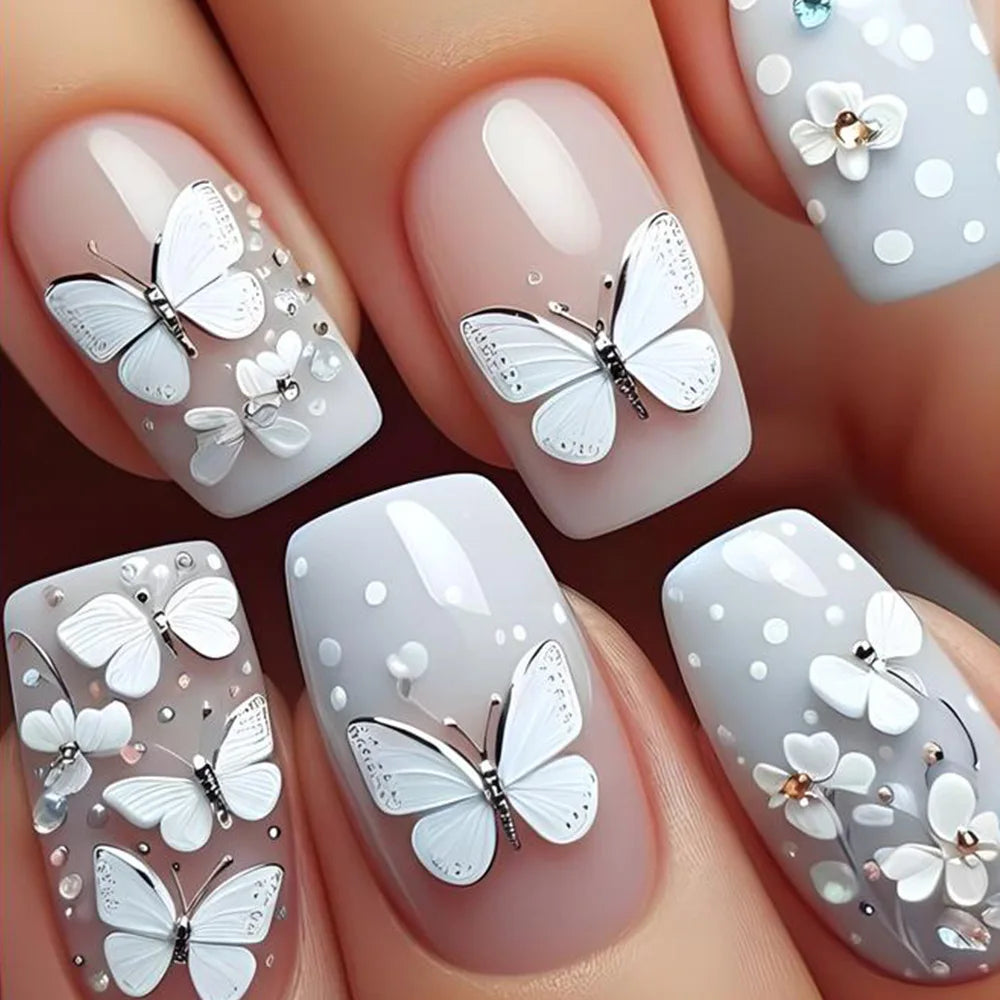 24Pcs Colorful Press On Fake Nails Set