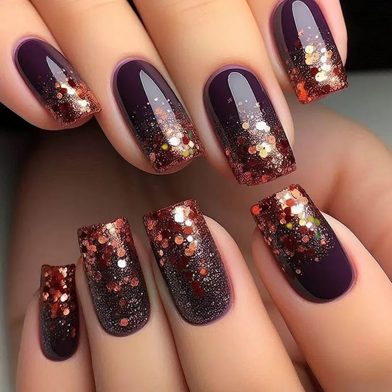 24Pcs Colorful Press On Fake Nails Set