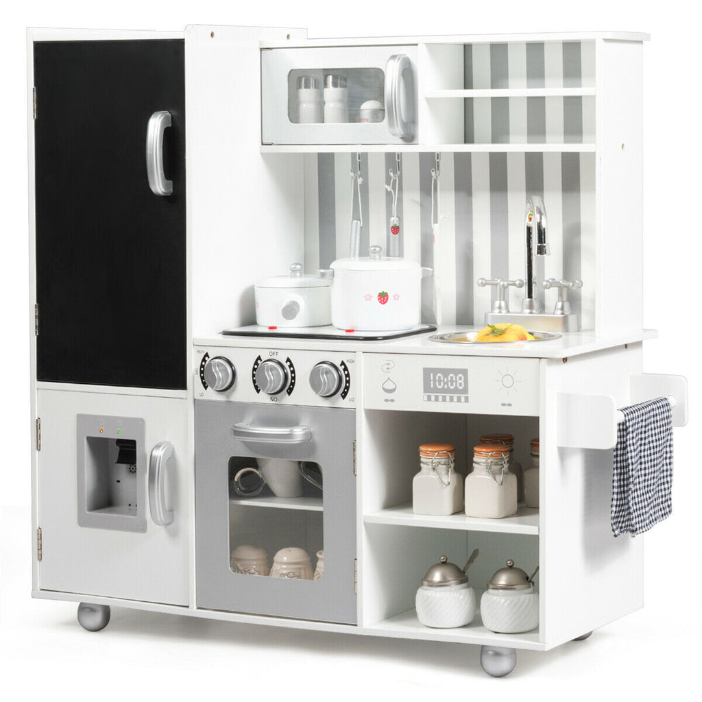NNECW Large Wooden Kids Play Kitchen Set Toy-1