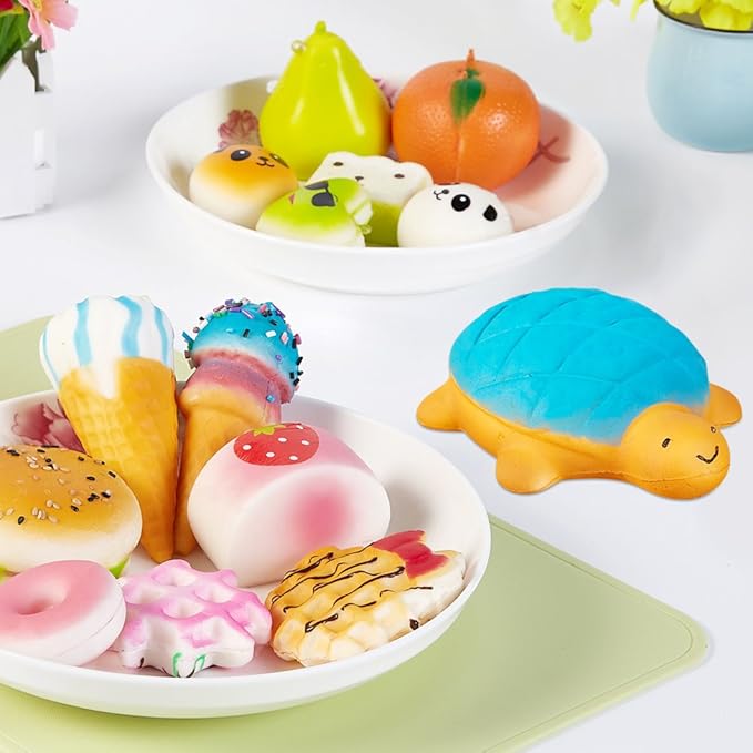 Party Favors 30Pcs Kawaii Squishies Christmas Stocking Stuffers Random Slow Rising Squeeze Fidget Toy Phone Straps Stress Ball Toys for Kids Adults Birthday Pinata Easter Basket Fillers Pretend Play