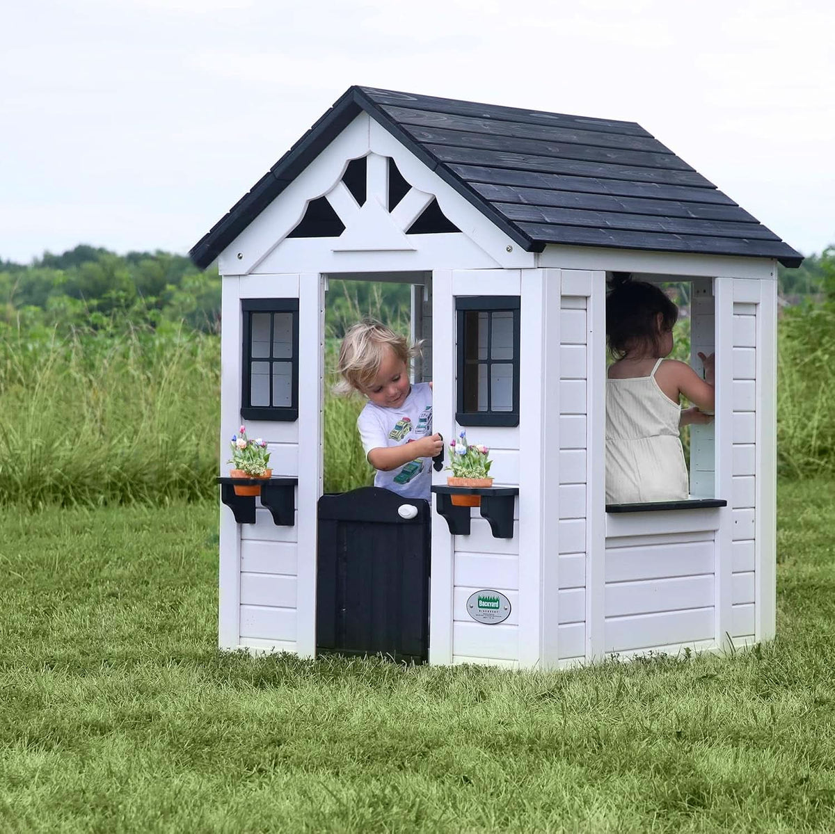 Brilliant White Cedar Outdoor Play house With Kitchen-2