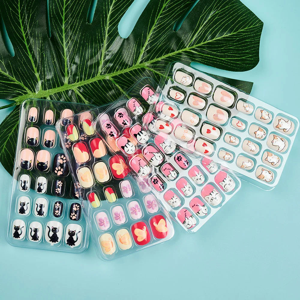 Children Press On Nails 24 Pcs Cute Fake Nails