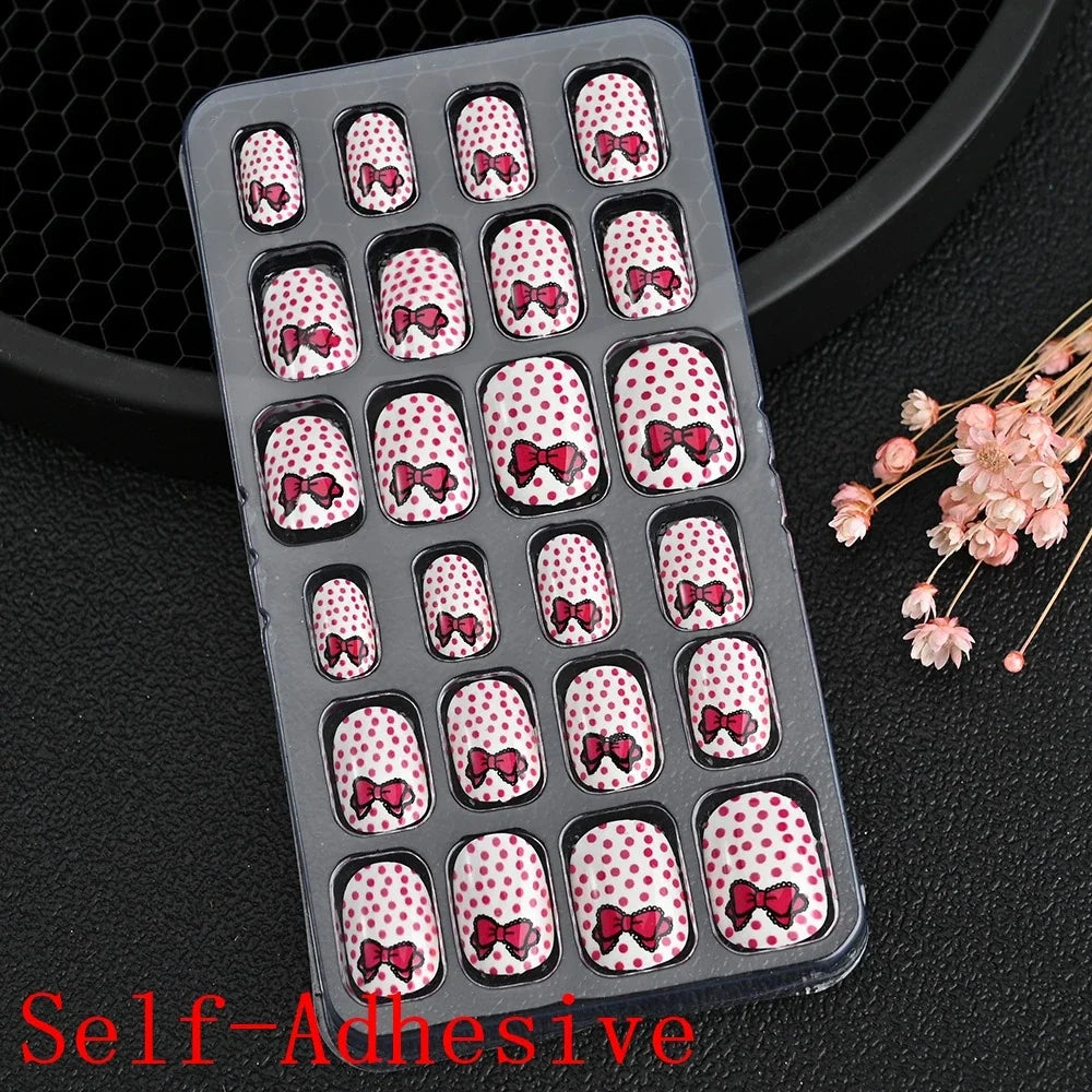 Children Press On Nails 24 Pcs Cute Fake Nails