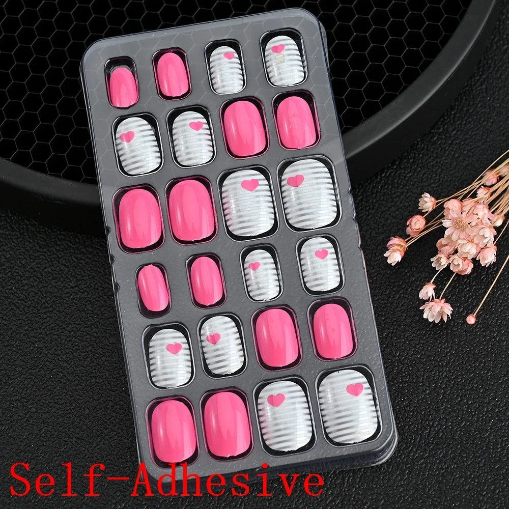 Children Press On Nails 24 Pcs Cute Fake Nails