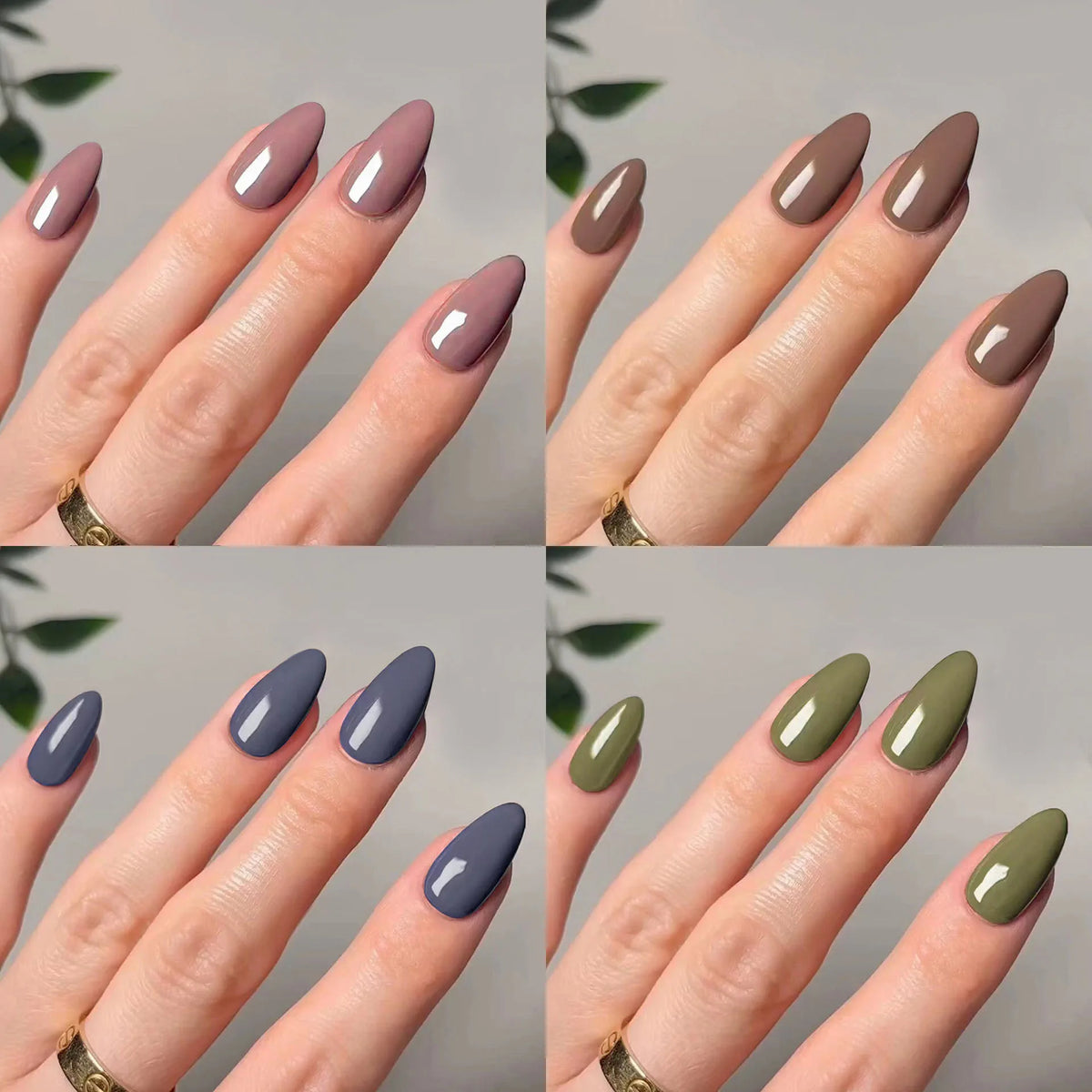 Classic Glossy Long Pointed Fake Nails Set