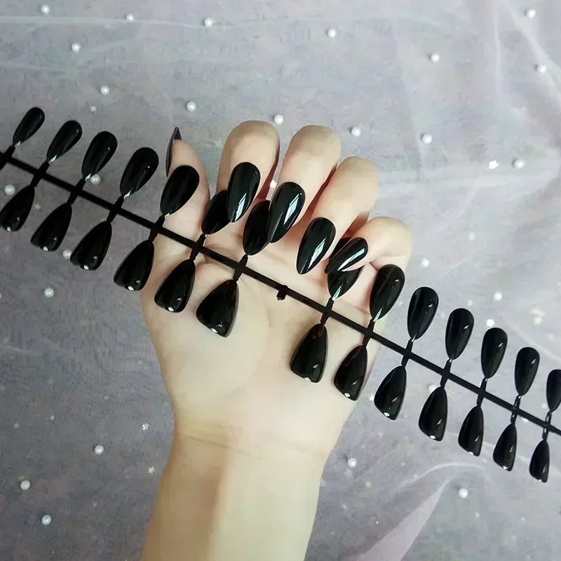 Classic Glossy Long Pointed Fake Nails Set