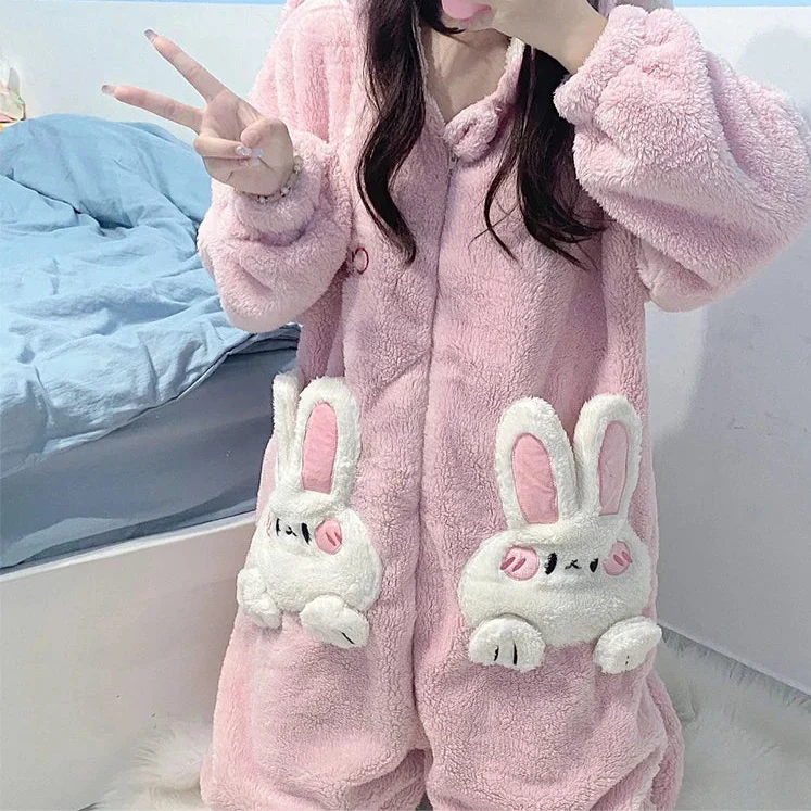 Kawaii Bunny Winter Onesie Pajama