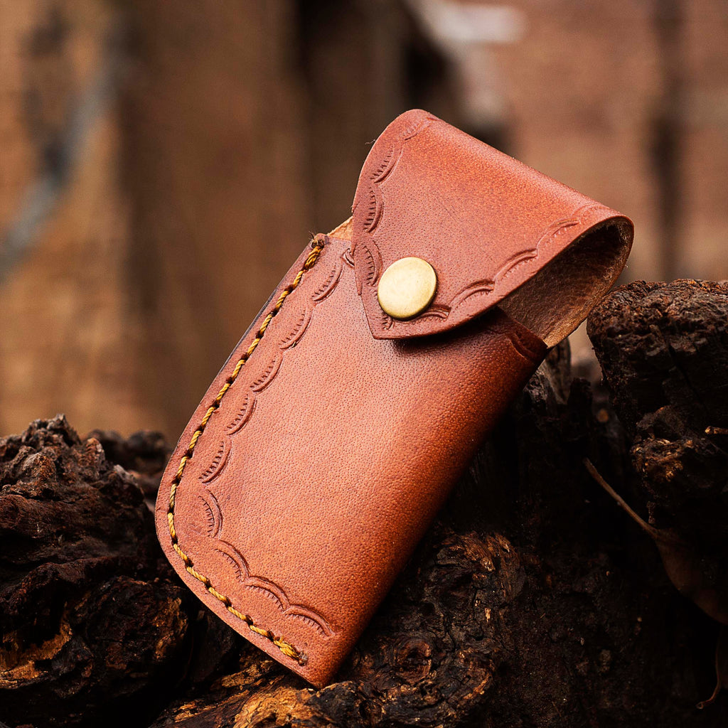 Handmade Damascus Pocket Knife, Texas Flag Folding Knife, Outdoor Survival Knife With Leather Sheath - Groomsmen Gift, Anniversary Gift