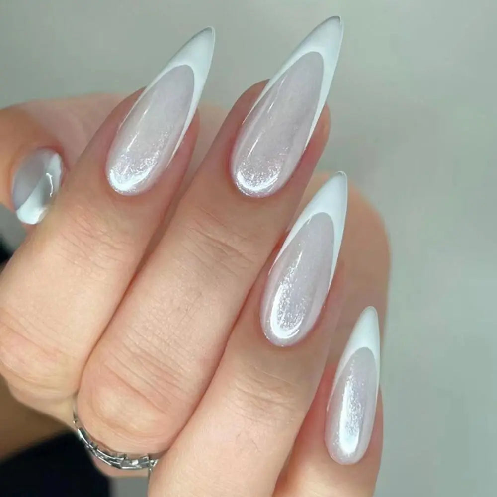 Long Stiletto French Fake Nails