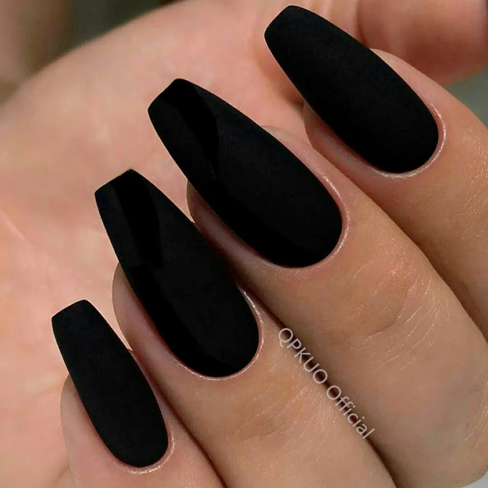 Matte Black Press On Fake Nails