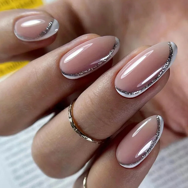 Medium-length Acrylic Almond Fake Nails