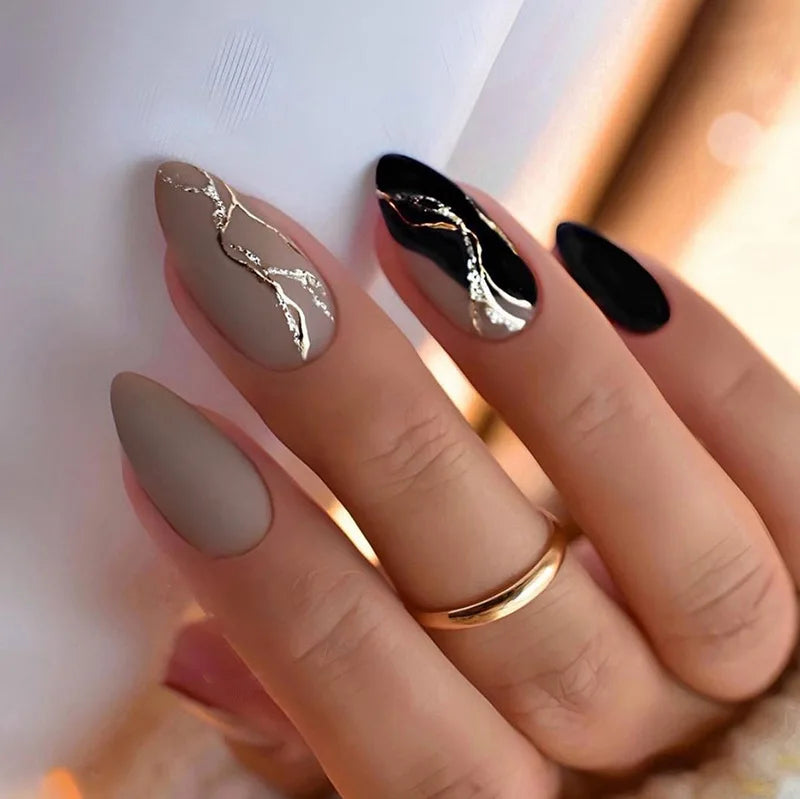 Medium-length Acrylic Almond Fake Nails