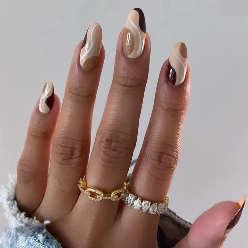 Medium-length Acrylic Almond Fake Nails
