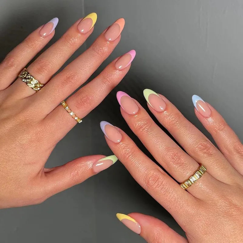 Medium-length Acrylic Almond Fake Nails