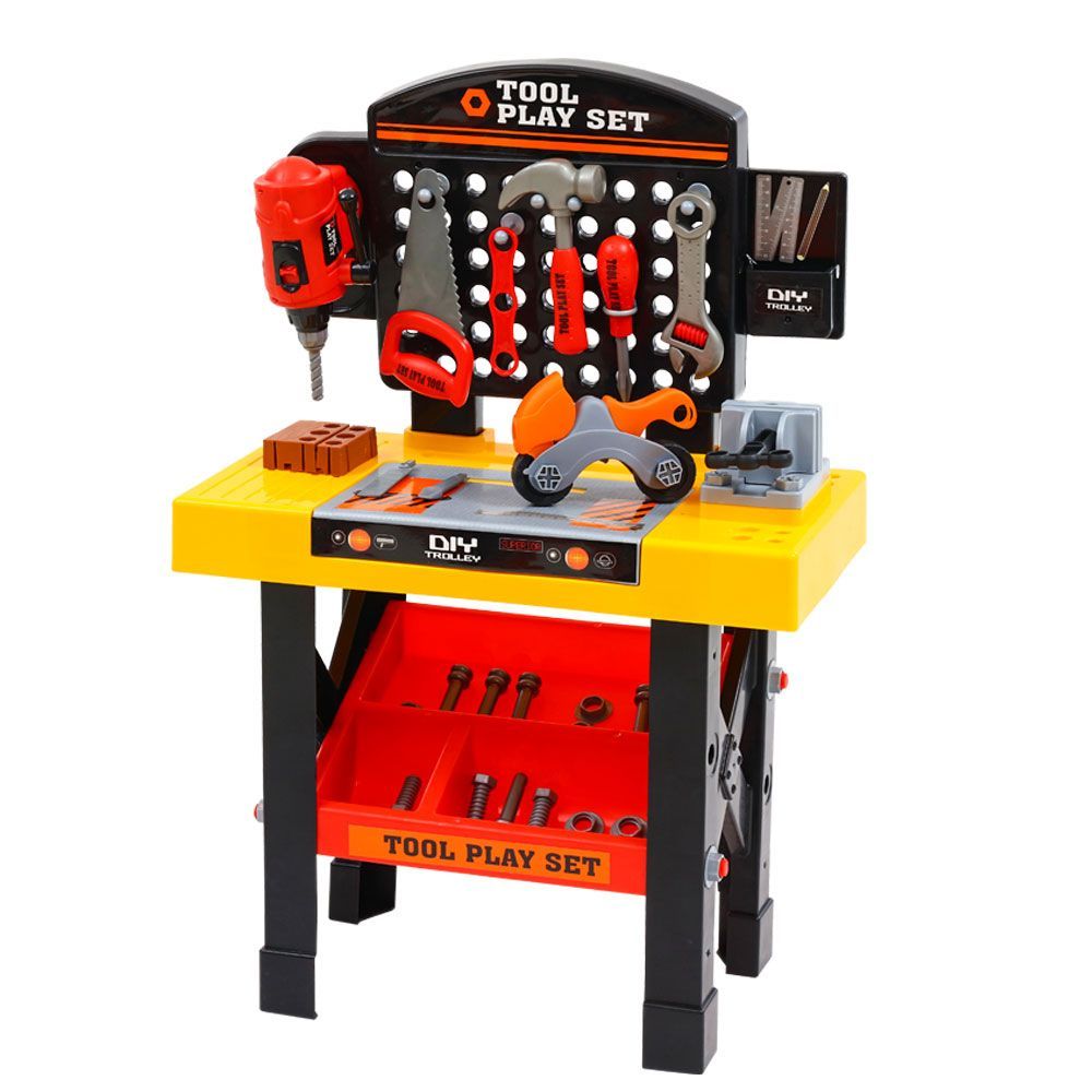 NNEDSZ Kids Pretend Play Set Workbench Tools 54pcs Builder Work Childrens Toys-0