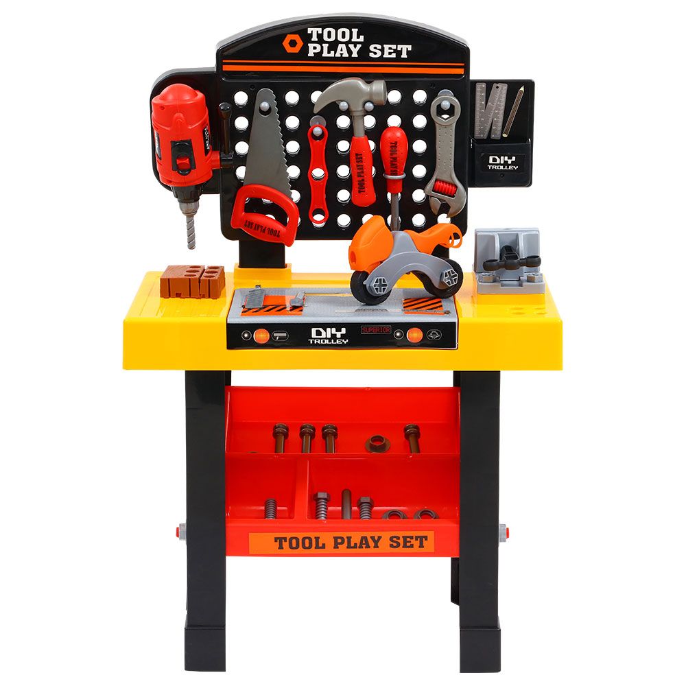 NNEDSZ Kids Pretend Play Set Workbench Tools 54pcs Builder Work Childrens Toys-2