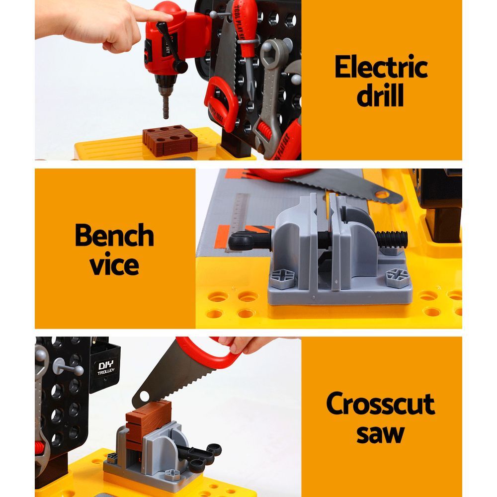 NNEDSZ Kids Pretend Play Set Workbench Tools 54pcs Builder Work Childrens Toys-3