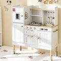 Keezi Kids Kitchen Play Set Wooden Pretend Toys Cooking Children Storage Golden-0