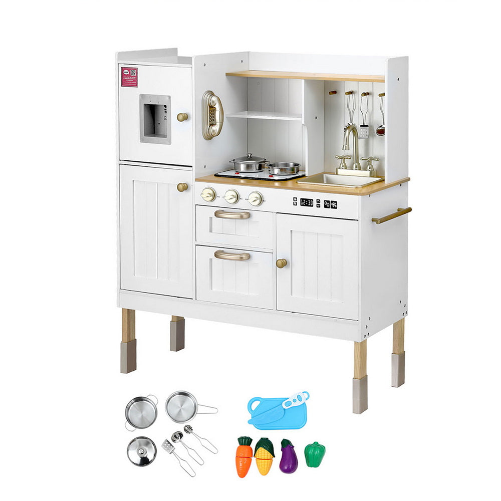 Keezi Kids Kitchen Play Set Wooden Pretend Toys Cooking Children Storage Golden-1