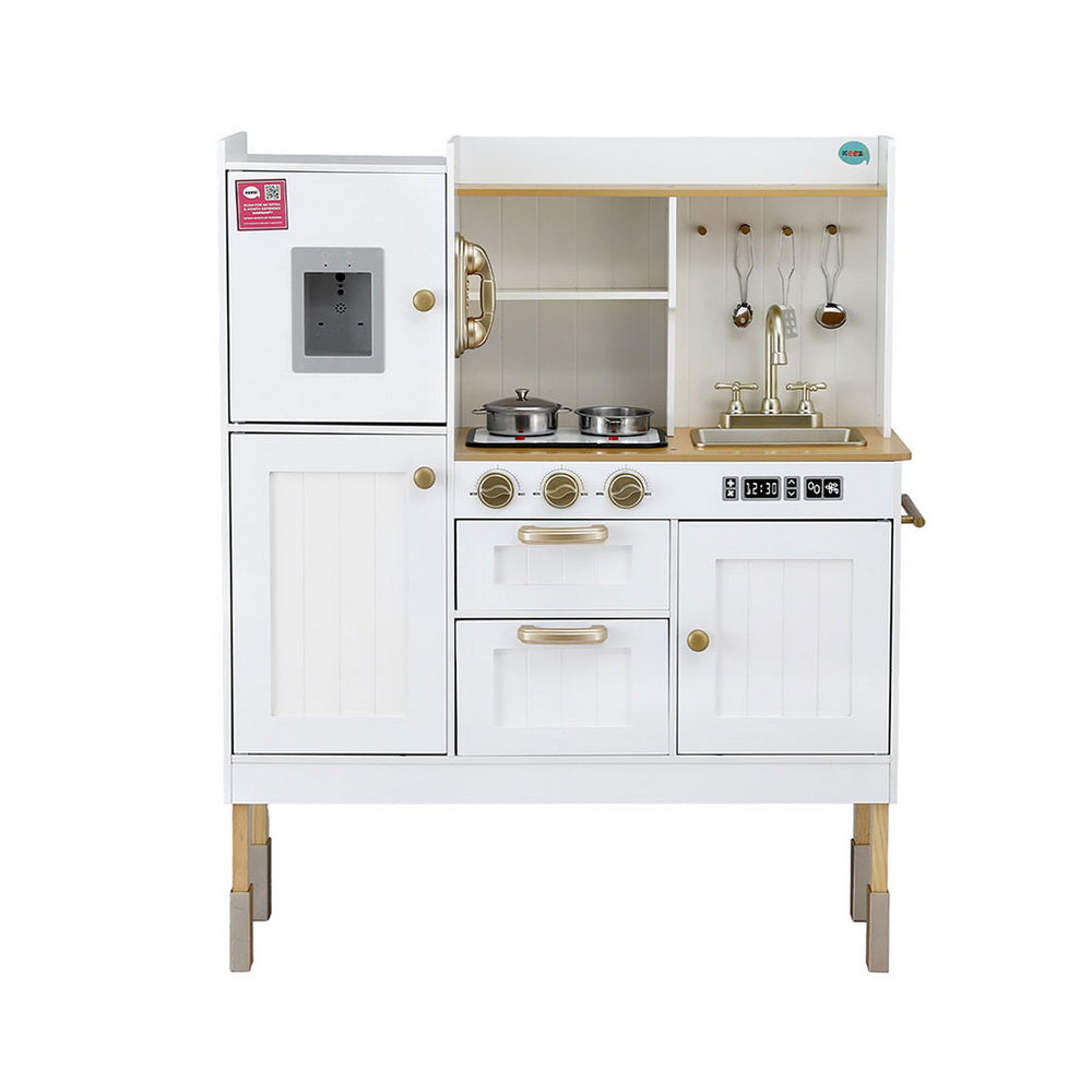 Keezi Kids Kitchen Play Set Wooden Pretend Toys Cooking Children Storage Golden-3