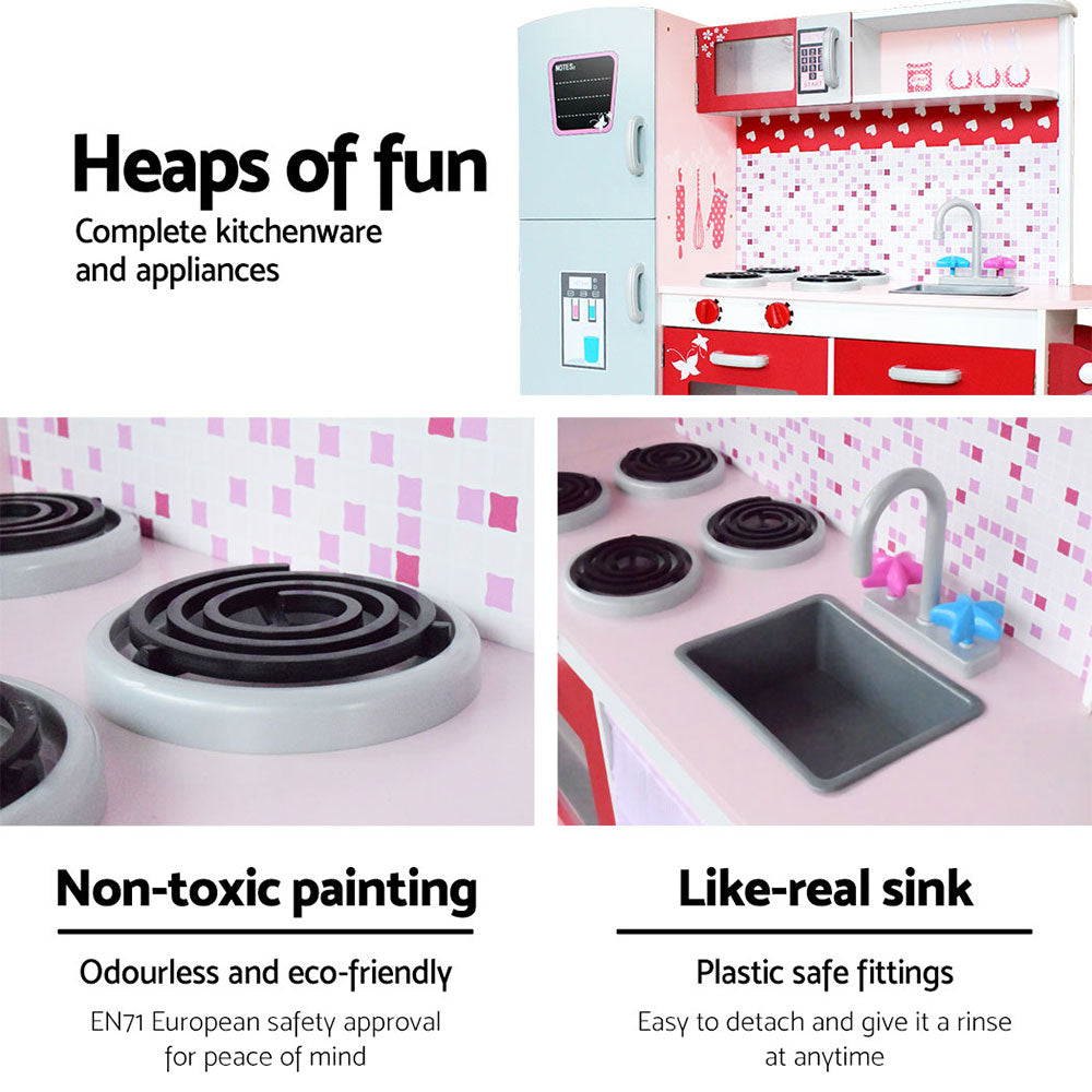 NNEDSZ Kids Kitchen Set Pretend Play Wooden Toys Cooking Cookware Childrens Toy-3