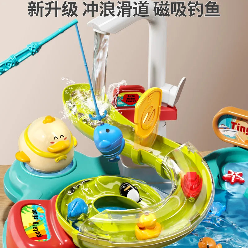 Toy Fishing at the Pool & wash the dishes! with lights and sounds for chidren-2