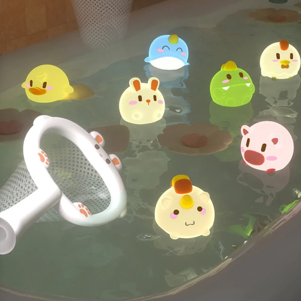 Bath Set toy with light fishing net and animals-0