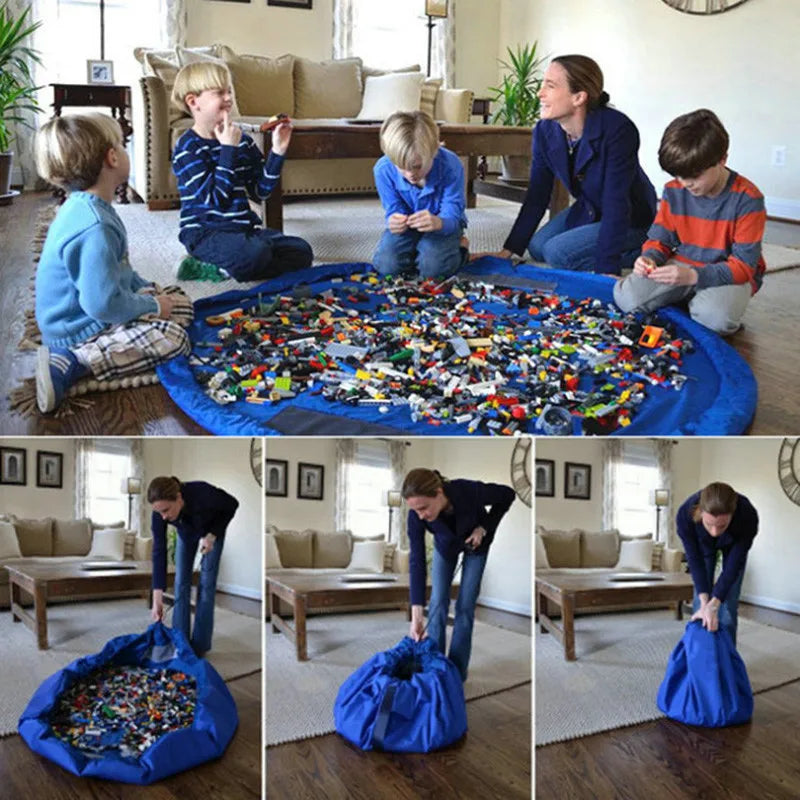 Blue Toy Storage Bag & Play Mat 50cm Portable Toys Organizer-2