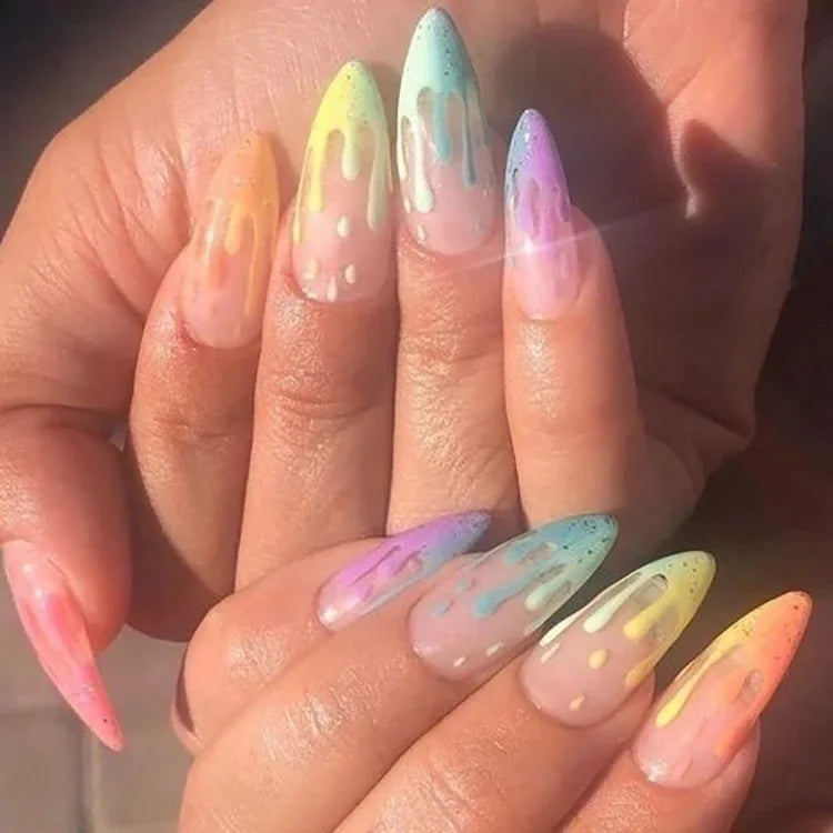Medium-length Acrylic Almond Fake Nails
