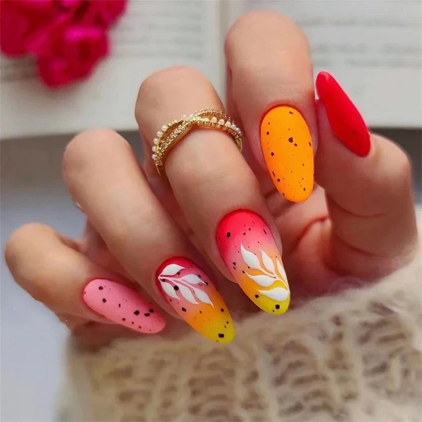 Wine Red Almond Fake Nails