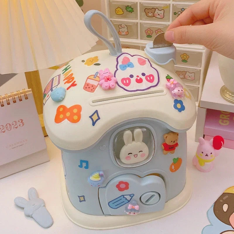 Cute Bunny House Coin Bank