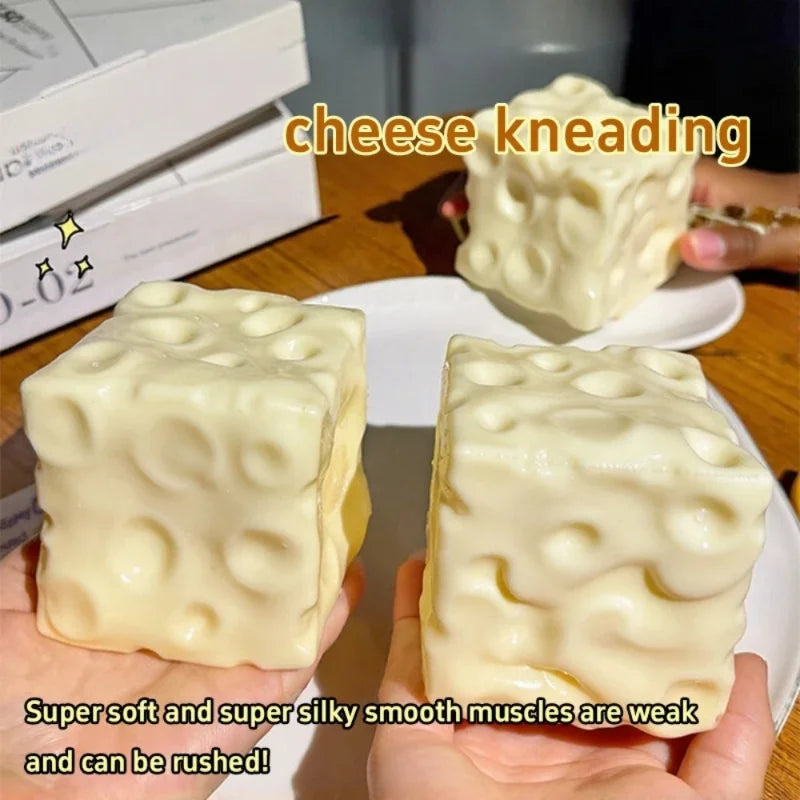 Taba Squishy Cheese Cube Stress Ball Shapeable Squeeze Ball Non Rebound Sensory Fidget Toys for Kids and Adults Relaxing Gifts-4