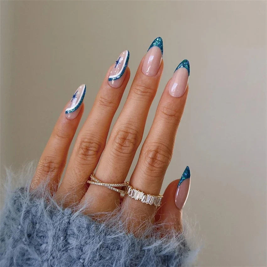 Medium-length Acrylic Almond Fake Nails