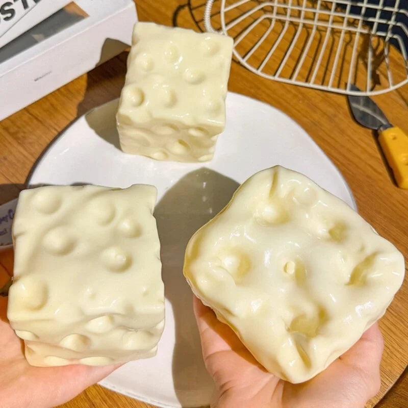 Taba Squishy Cheese Cube Stress Ball Shapeable Squeeze Ball Non Rebound Sensory Fidget Toys for Kids and Adults Relaxing Gifts-0