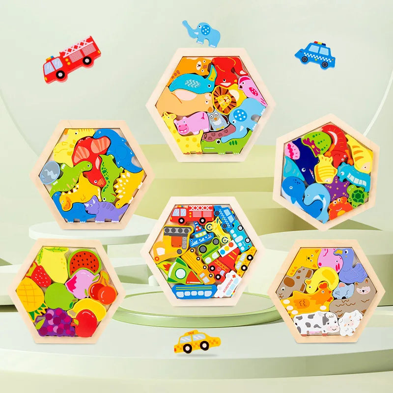 Wooden Toy Hexagonal Tangram-1