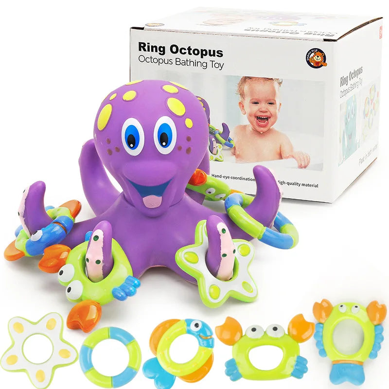Bath Toy Floating Octopus with Rings-3